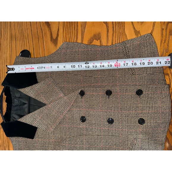 Plaid Velvet Collar Double Breasted Vest Womens Business Casual Layering Piece - Picture 6 of 7